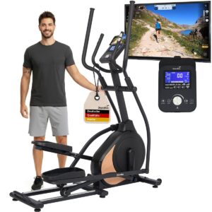 Skandika Carbon P24-RG Crosstrainer mit 24 kg Schwungmasse, Generator-Eigenantrieb und Holzoptik
